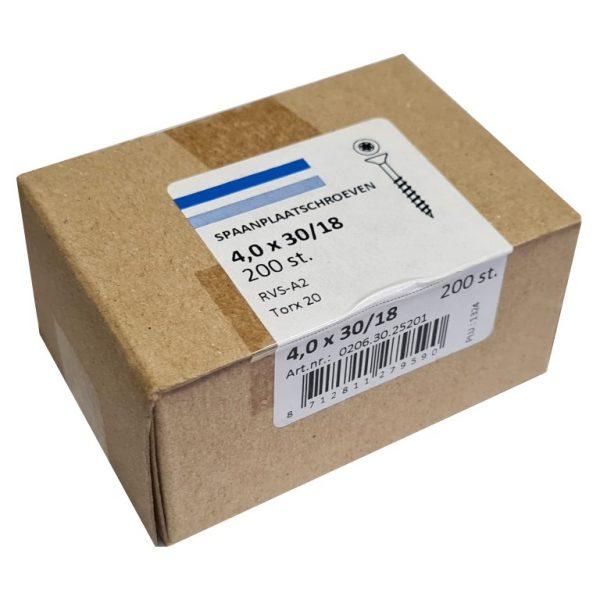 Spaanplaatschroef RVS-A2 platkop TORX