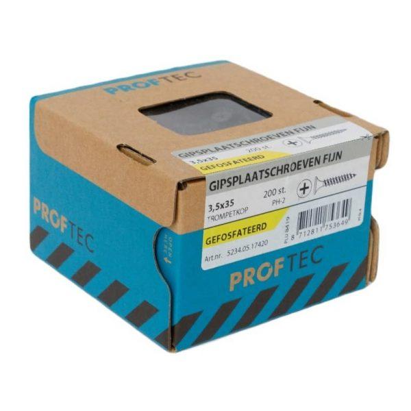 Proftec gipsplaatschroef fijn gefosfateerd trompetkop Zwart