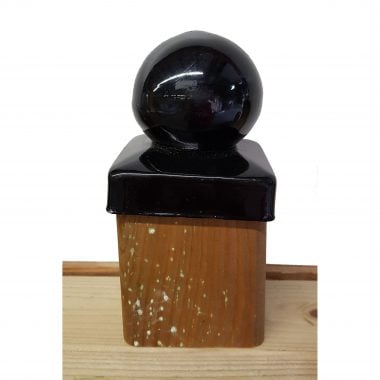 Paalornament Metaal Bol zwart 7x7 cm (2 stuks)