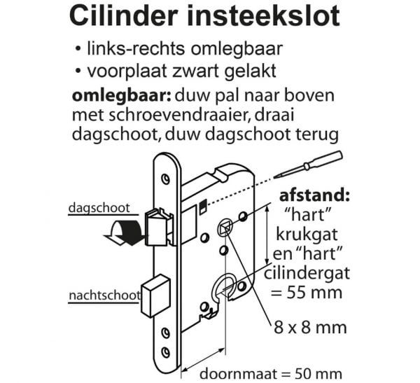 Cilinder insteekslot zwart.