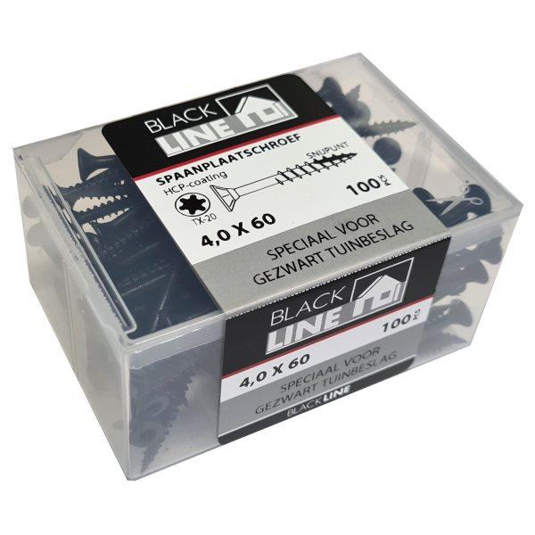 Blackline spaanplaatschroef HCP-coating platkop Zwart TORX Blackline spaanplaatschroef HCP-coating platkop Zwart TORX