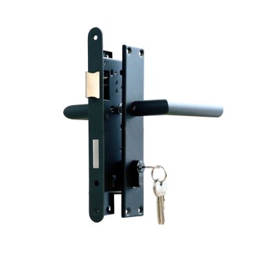 Set voor tuindeuren RVS PC72 lang schild zwart 72x165 mm