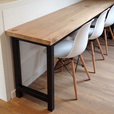 Massief eiken werkblad met rechte kant 40 mm