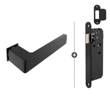 Set Deurkruk Dayton (mat zwart) + Loopslot