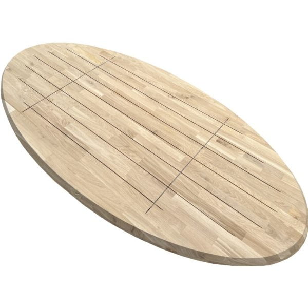 Massief eiken tafelblad ovaal verjongd