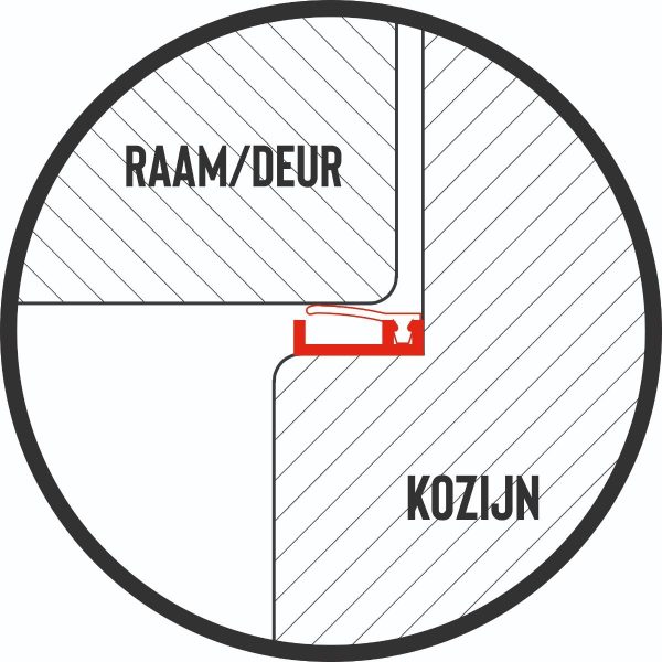 Tochtprofiel inbouw alu + zwart rubber 18 mm 2,3 m