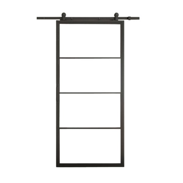 Schuifdeur staal 4 vaks met helder glas 100x215 cm