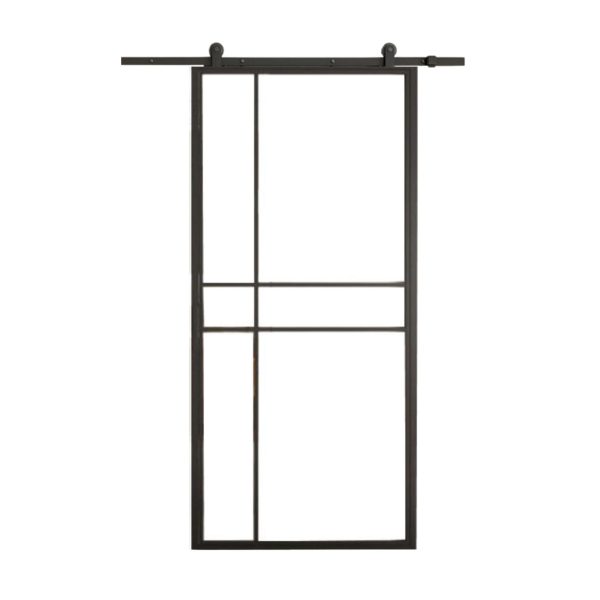 Schuifdeur staal 6 vaks modern met helder glas 100x215 cm