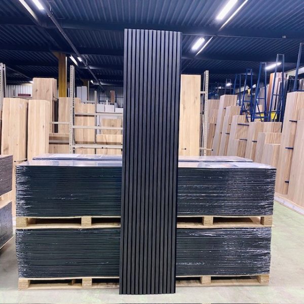 3D akoestisch wandpaneel black oak overzicht