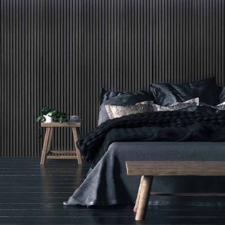 3D akoestisch wandpaneel Black Oak 260x56 cm