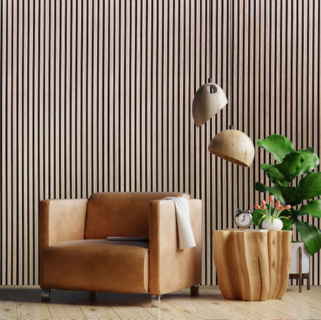 3D akoestisch wandpaneel Walnut 260x56 cm