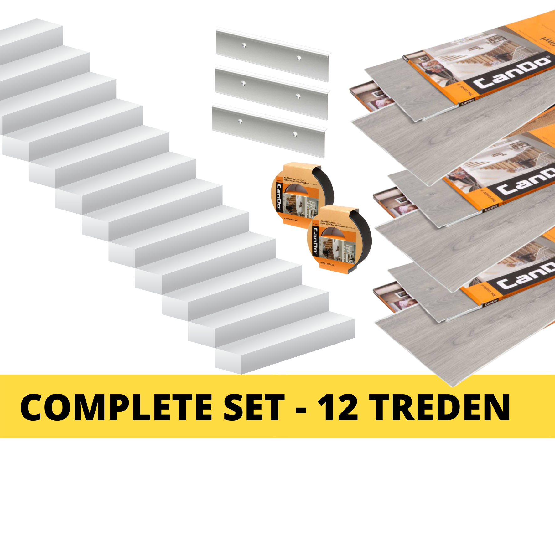 12 TREDEN ZILVER GRIJS EIKEN