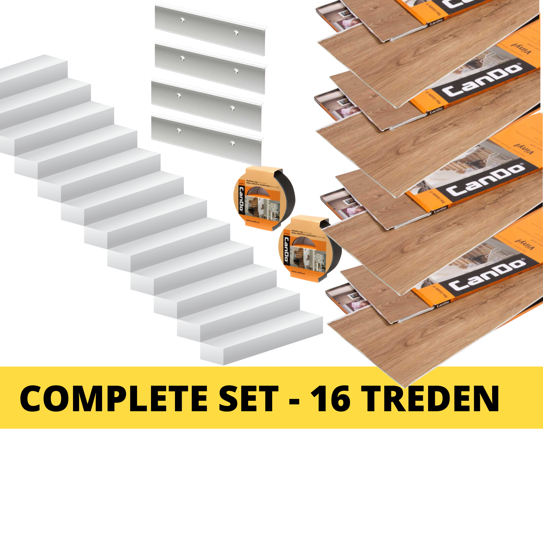 Set van 16 treden CanDo Vinyl Traprenovatie Blond Eiken