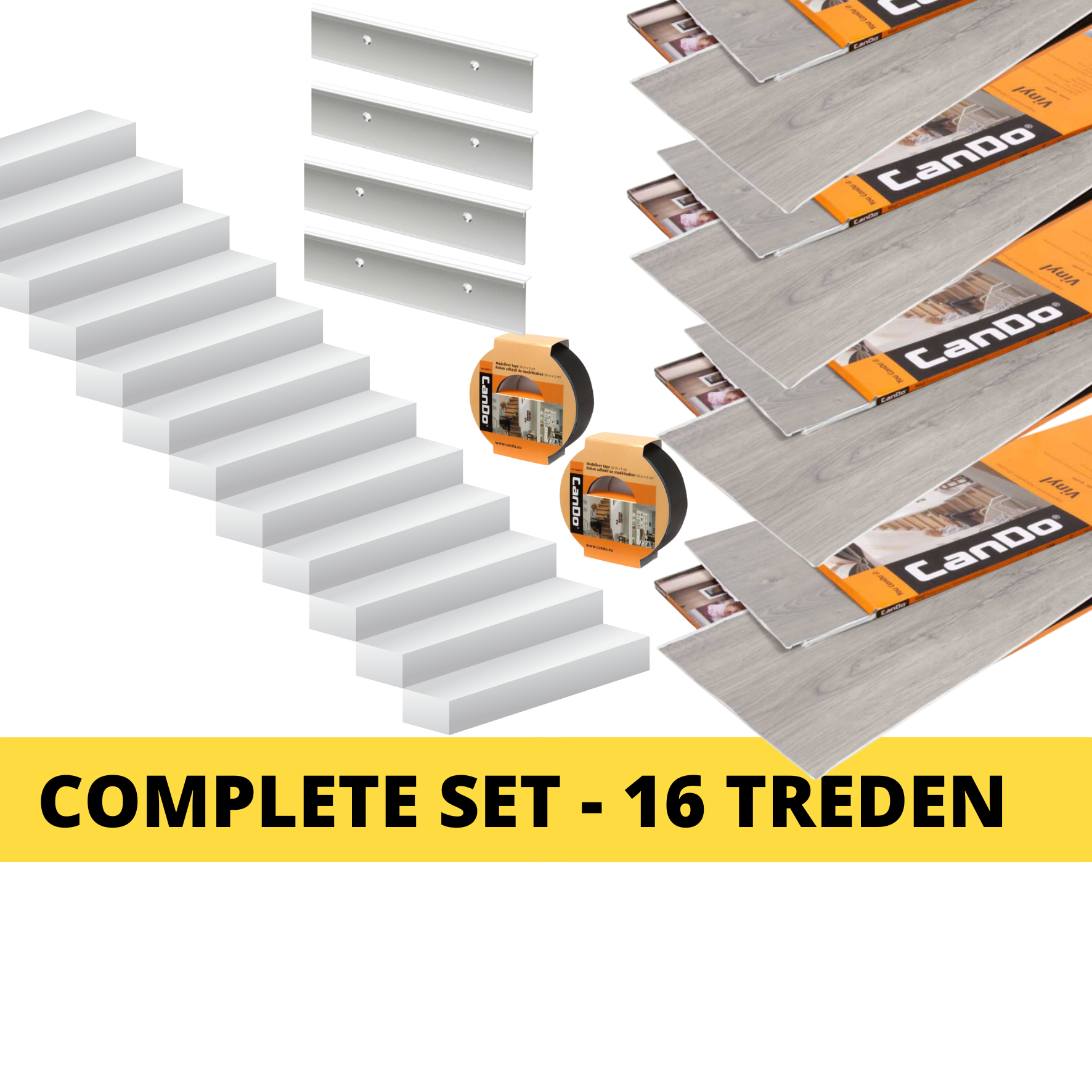 16 TREDEN ZILVER GRIJS EIKEN