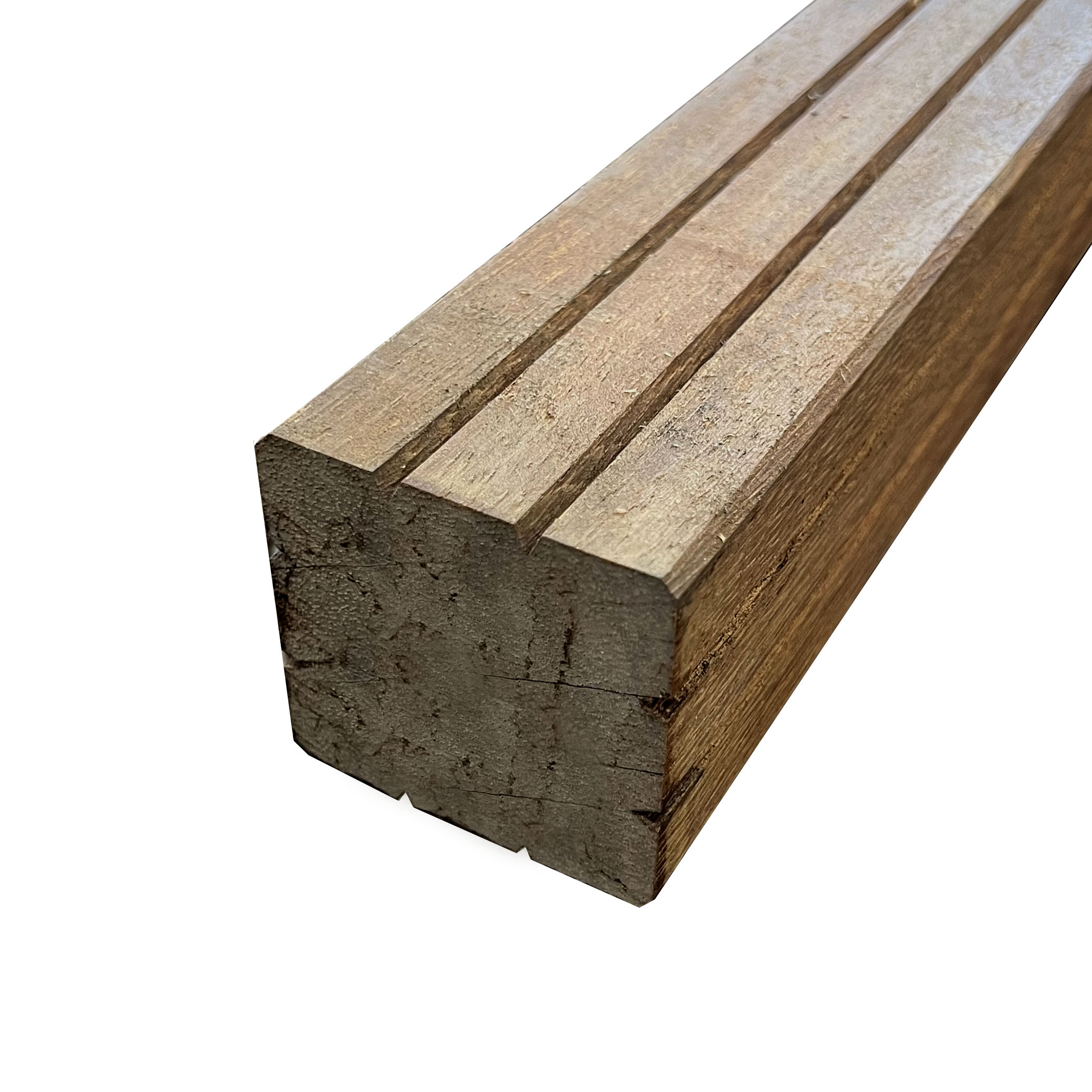 Hardhout paal Azobe gepunt met V-groef 65x65 mm 200 cm Hardhout paal Azobe gepunt met V-groef 65x65 mm 200 cm