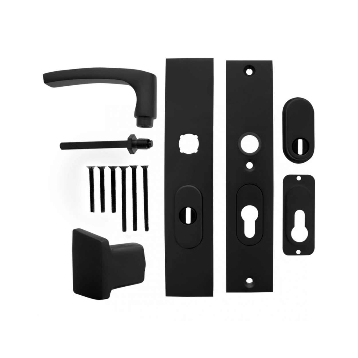 STARX Veiligheidsbeslag recht langschild duw/kruk PC55/72 anti-kerntrek zwart SKG***