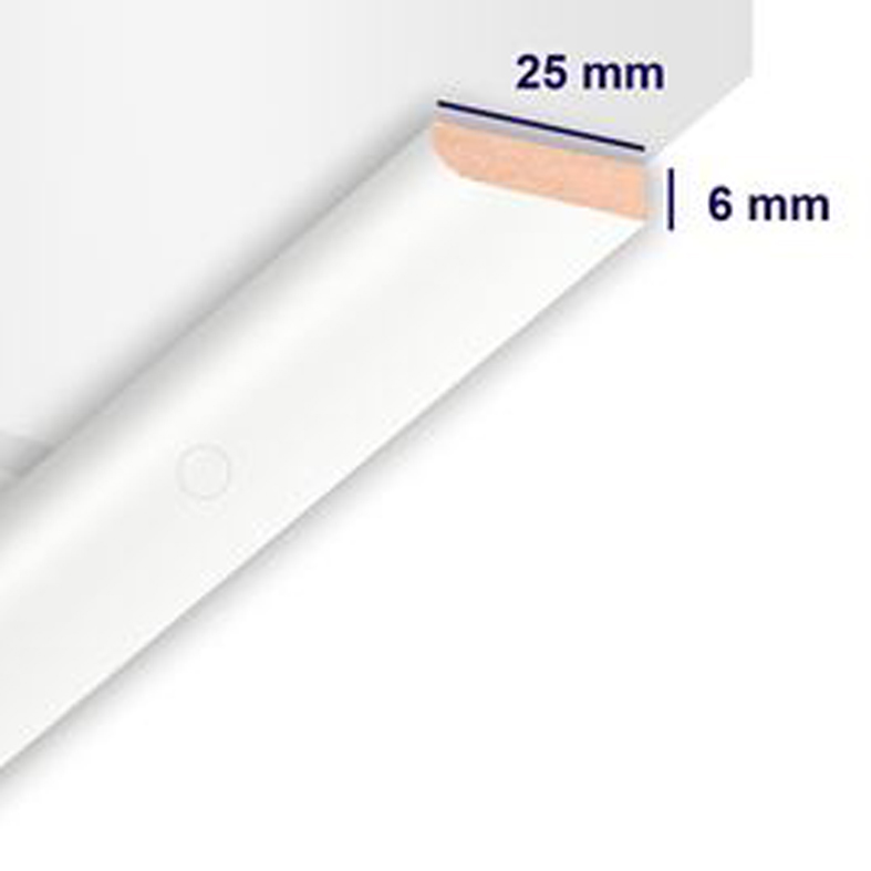 AFDEK EN PLAFONDLIJST 2600X26X6 SUPER WIT MAT