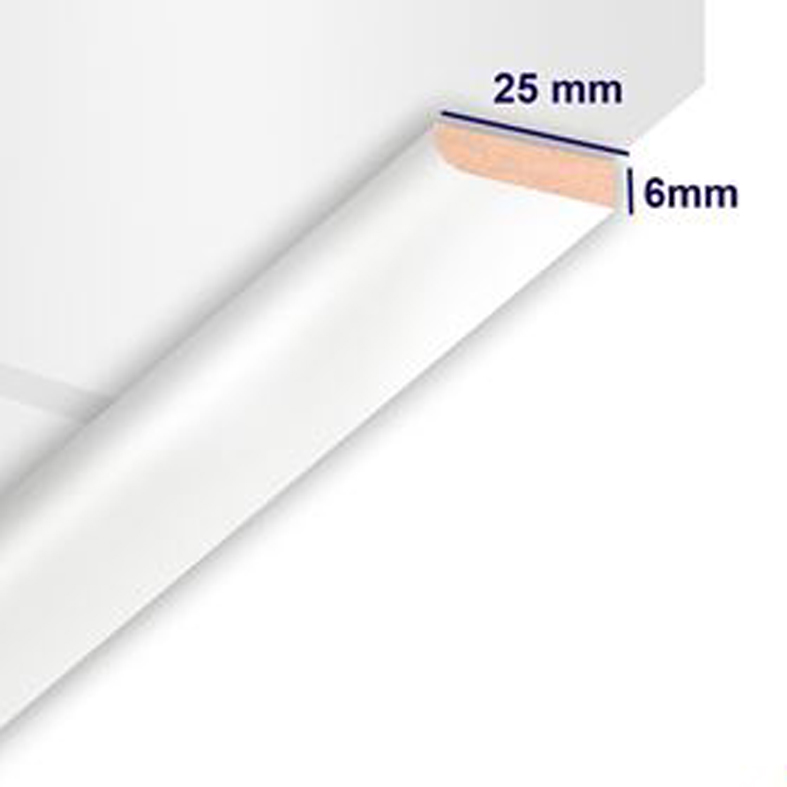 AFDEK EN PLAFONDLIJST 2600X26X6 SUPERWIT GLANS