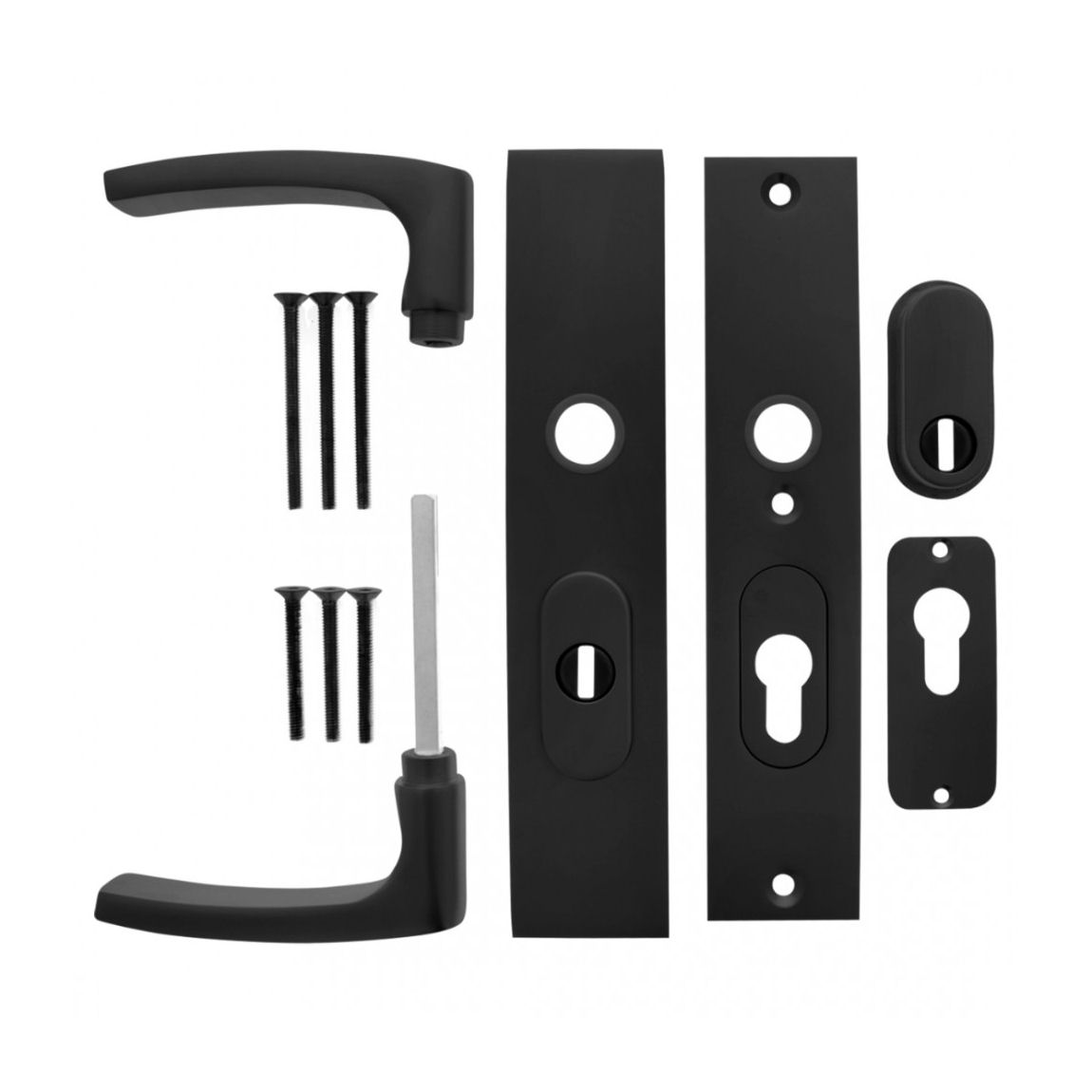 STARX Veiligheidsbeslag recht langschild kruk/kruk PC55/72 anti-kerntrek zwart SKG***