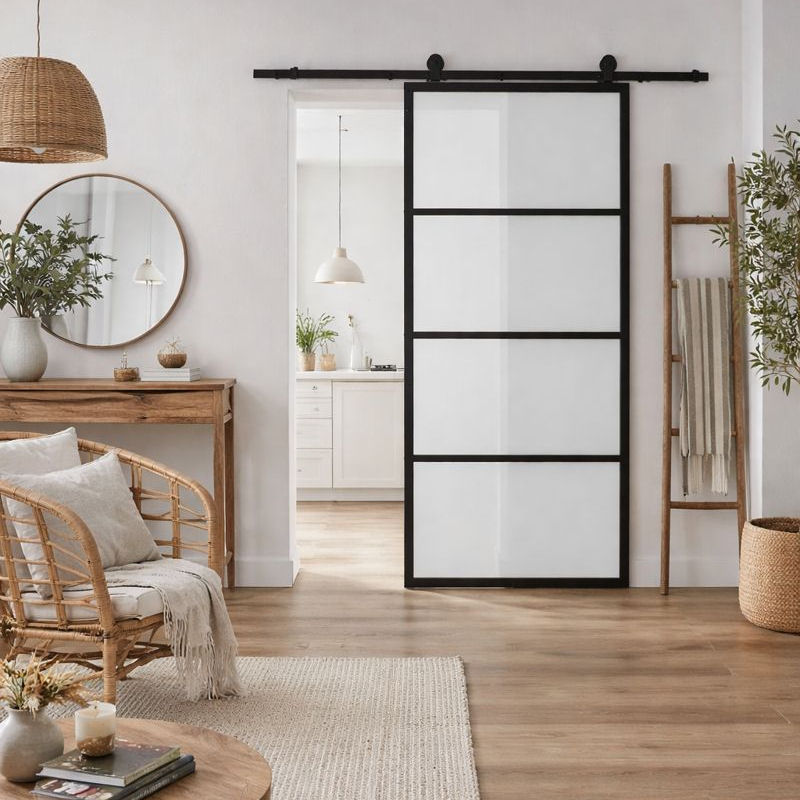 Schuifdeur aluminium Cubo 4 vaks matglas