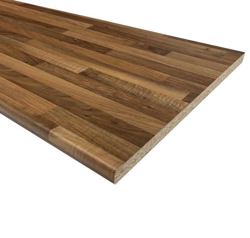 Aanrechtblad Noten met waterkering 28 mm