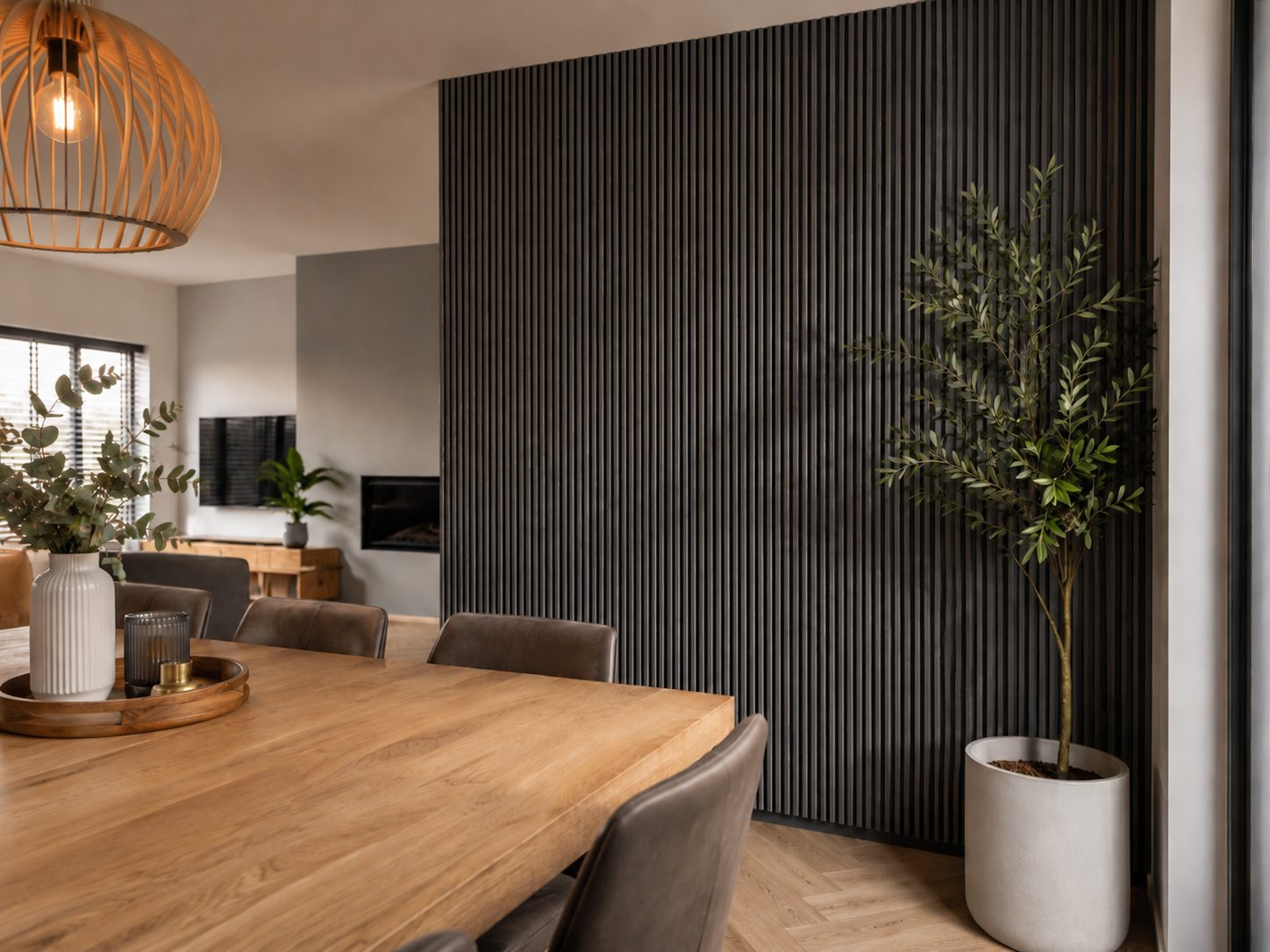 3D akoestisch wandpaneel Zwart eiken 260x60 cm